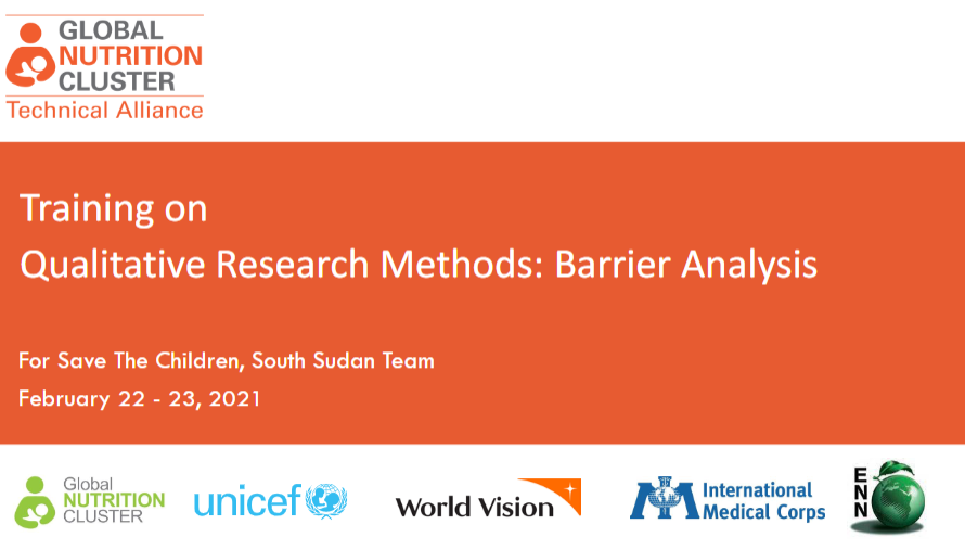 Training on qualitative research methods: Barrier analysis
