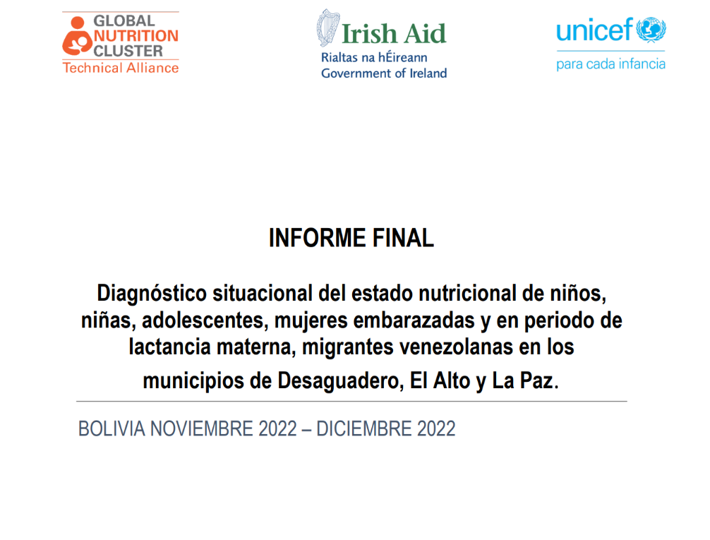 Final nutrition report( situation analysis of nutrition status of children, adolescent, mothers )-Bolivia