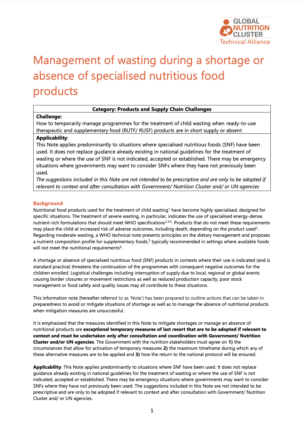 Programming in the absence of nutritional products