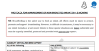 Draft Protocol for Management of Non-Breastfed Infants 0-6 Months