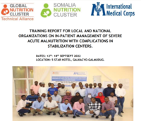 Training report for local and national organisation on Inpatient Management of Severe Acute Malnutrition with medical complications in Stabilization Centre's